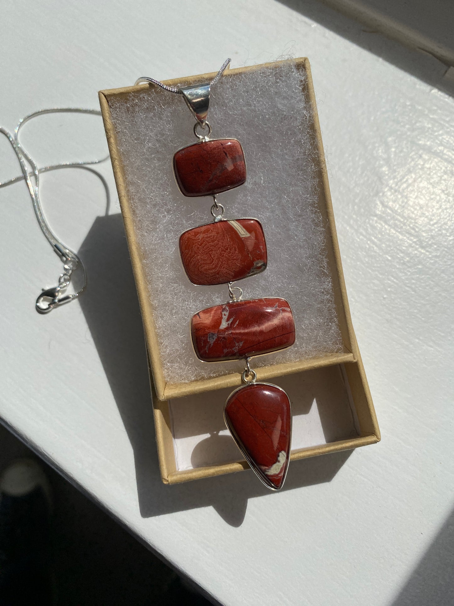 4-Stone  Red Jasper Pendant Necklace