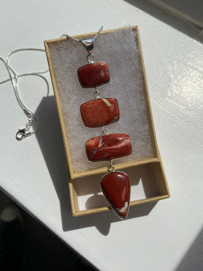 4-Stone  Red Jasper Pendant Necklace