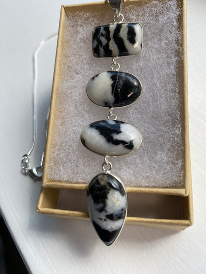 4-Stone Zebra Jasper Pendant Necklace