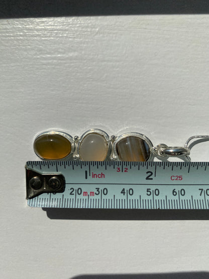 Agate, Moonstone and Brown Jasper Pendant Necklace