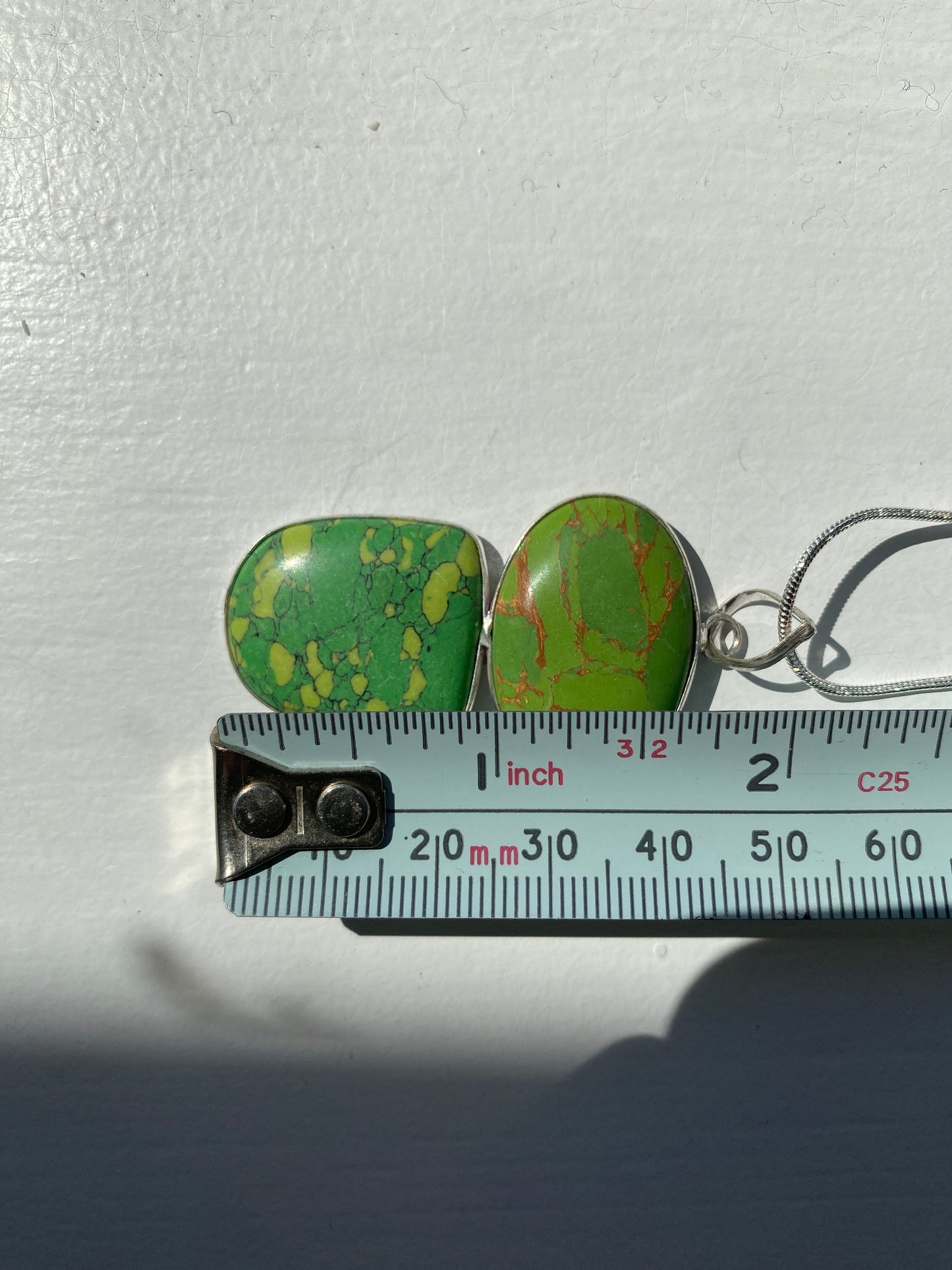 Green Jasper & Variscite Stone Pendant Necklace