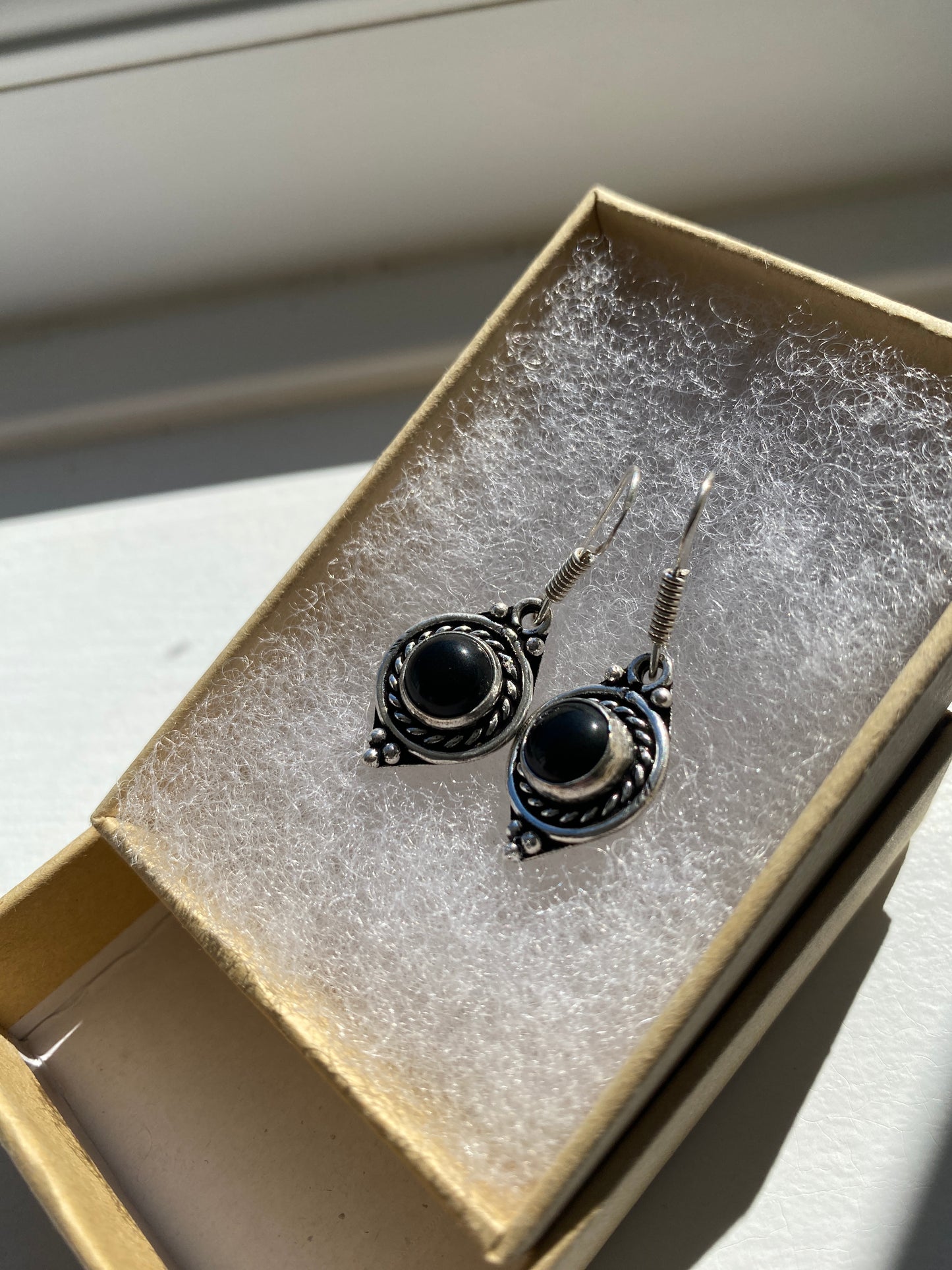 Black Onyx Vintage Style Earrings