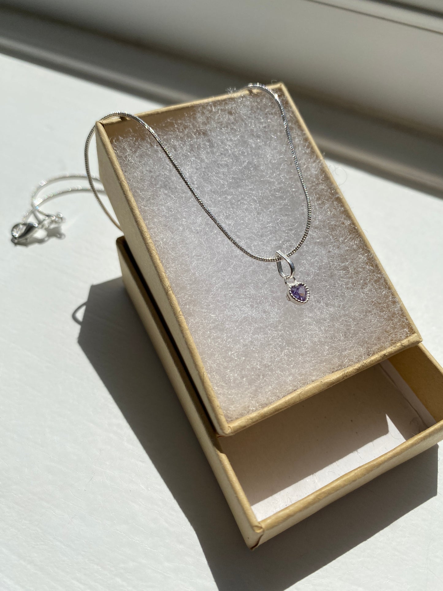 Amethyst Silver Heart Necklace
