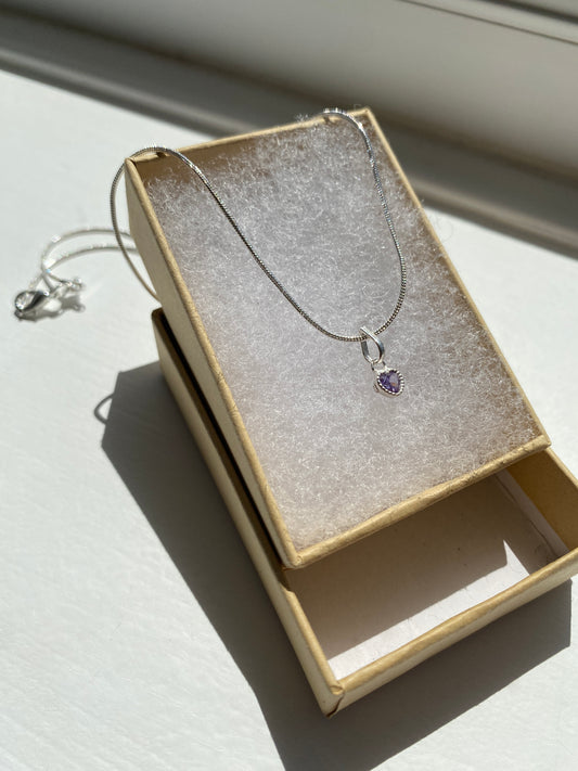 Amethyst Silver Heart Necklace
