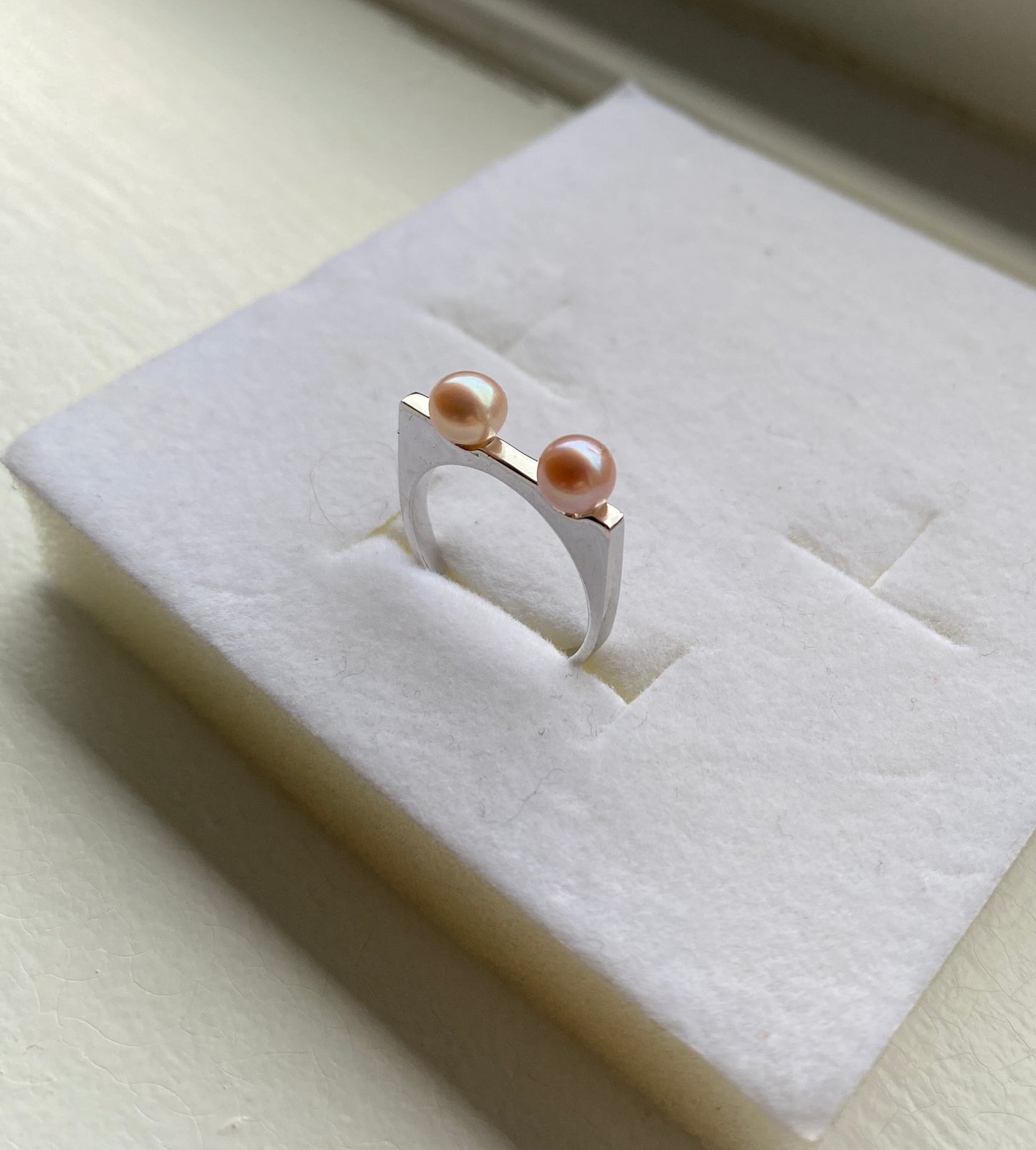 Silver and Pink Pearl Ring