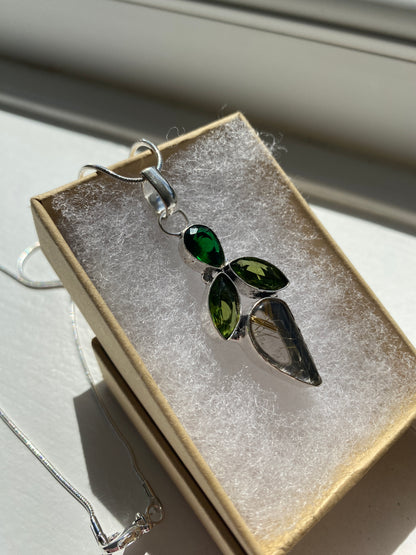 Green Tourmaline & Quartz Pendant Necklace