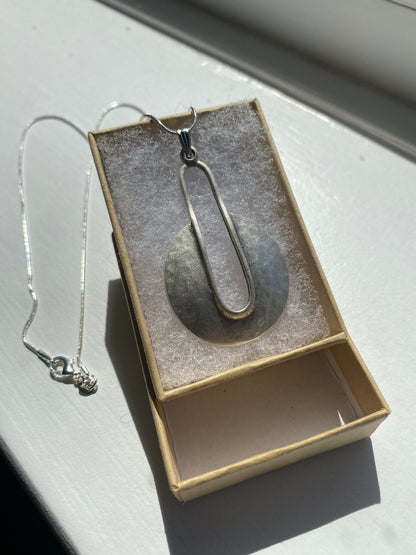 Uniquely Shaped Silver Tone Pendant Necklace