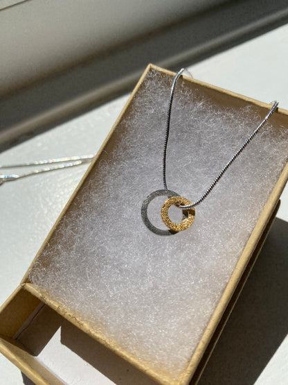 3-in-1 Silver & Gold Coloured Double Circle Pendant