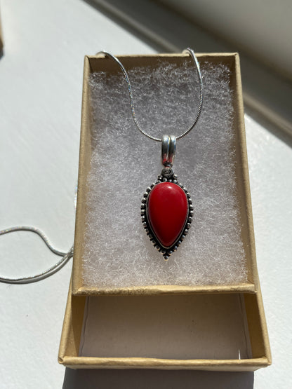 Red Coral Necklace & Earring Set