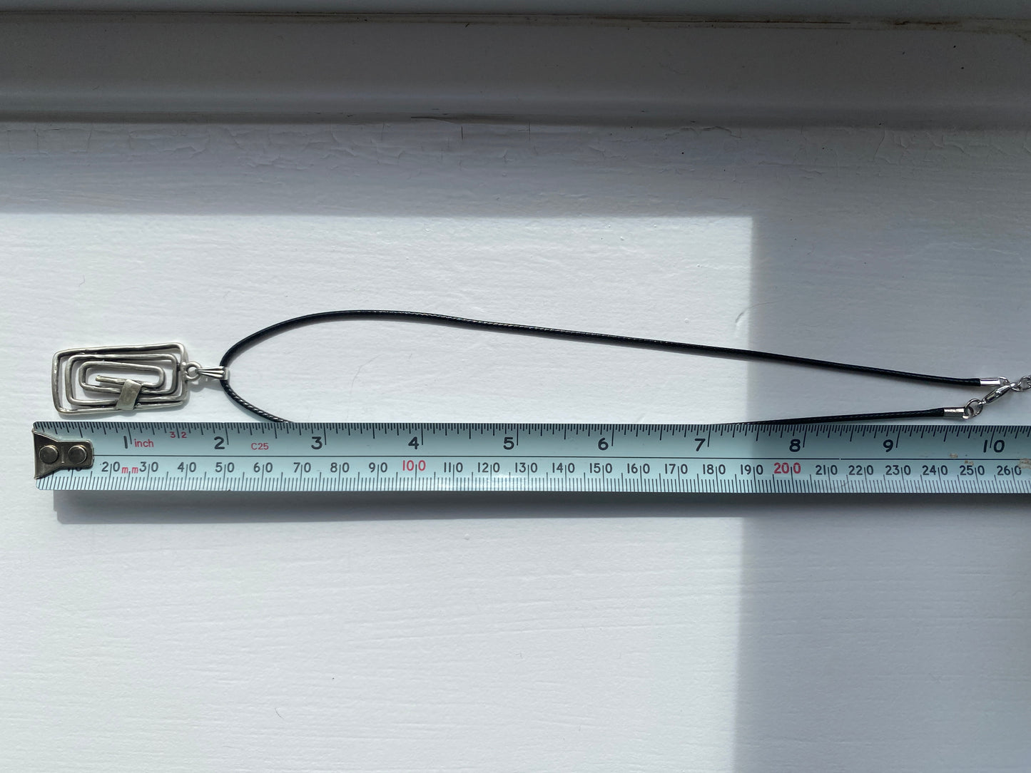 Antique Silver Rectangular Charm Pendant Necklace