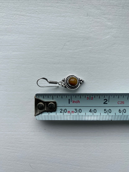 Tiger Eye Silver Circular Earrings