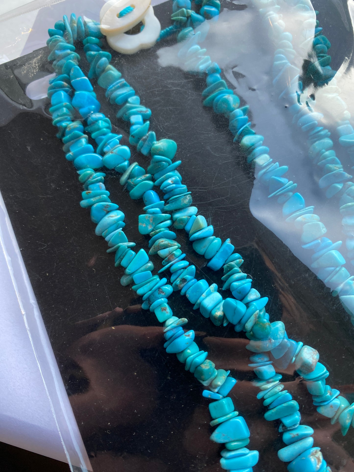 Real Turquoise Triple Row Necklace