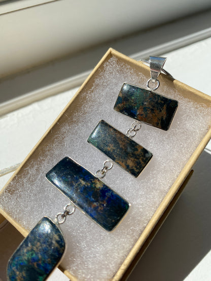 Natural Azurite- Malachite Pendant Necklace