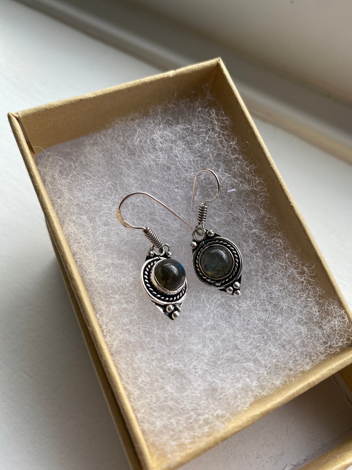 Dusky Labradorite Circular Earrings