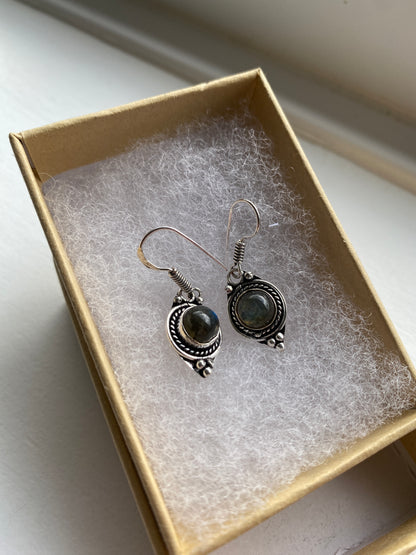 Dusky Labradorite Circular Earrings