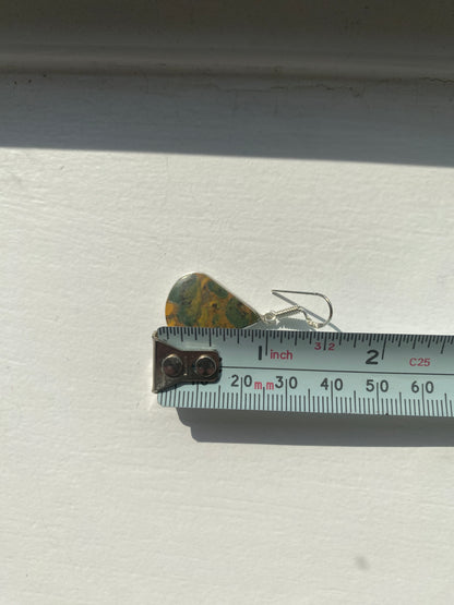 Rainforest Jasper Triangle Teardrop Earrings