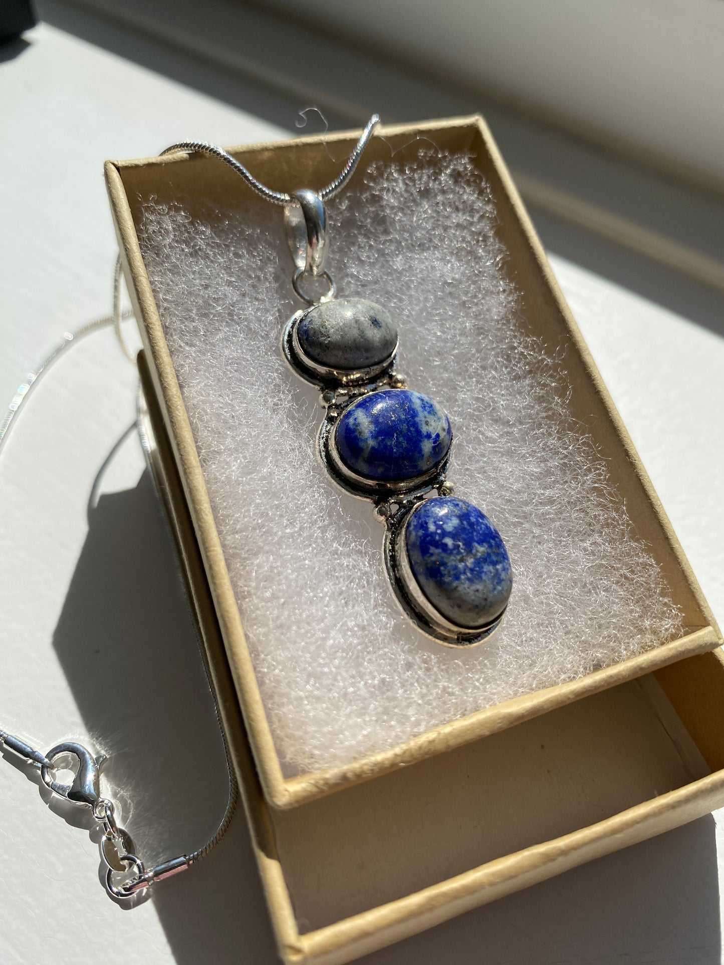 Streaked Lapis & Sodalite Pendant Necklace