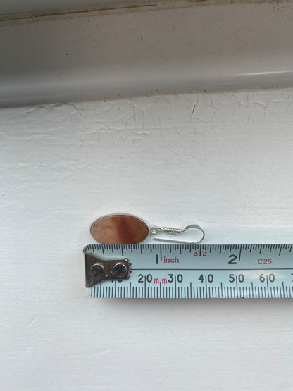 Banded Brown & Red Agate Drop Earrings