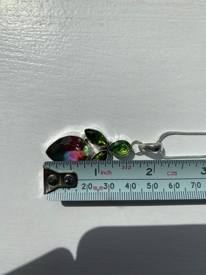 Green Quartz & Mystic Topaz Pendant