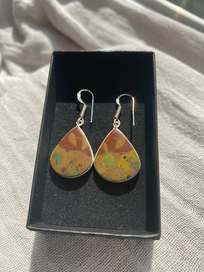 Rainforest Jasper Rounded Teardrop Earrings