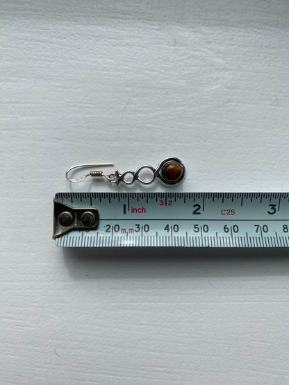 Tiger Eye Silver Twist Earrings