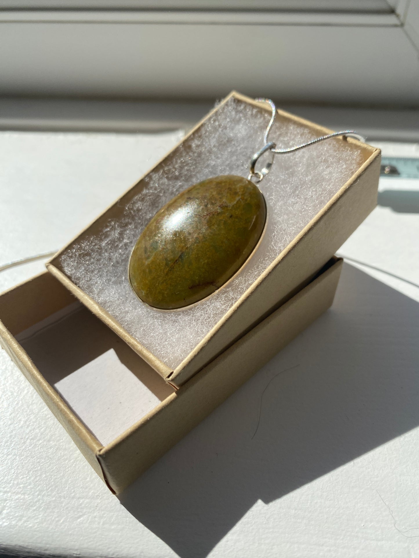 Large Oval Green Jasper Pendant
