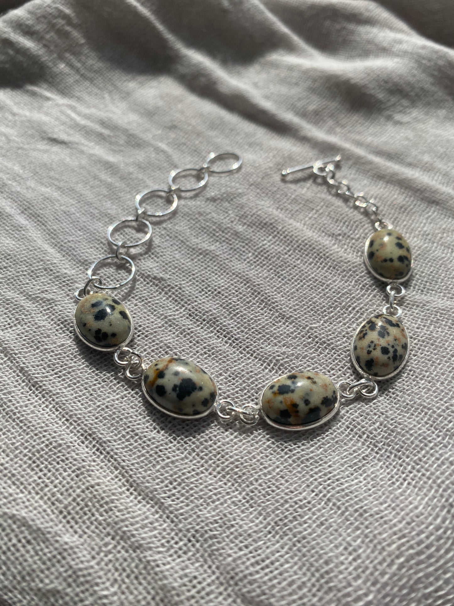 Dalmatian Jasper Oval Cabochon Bracelet