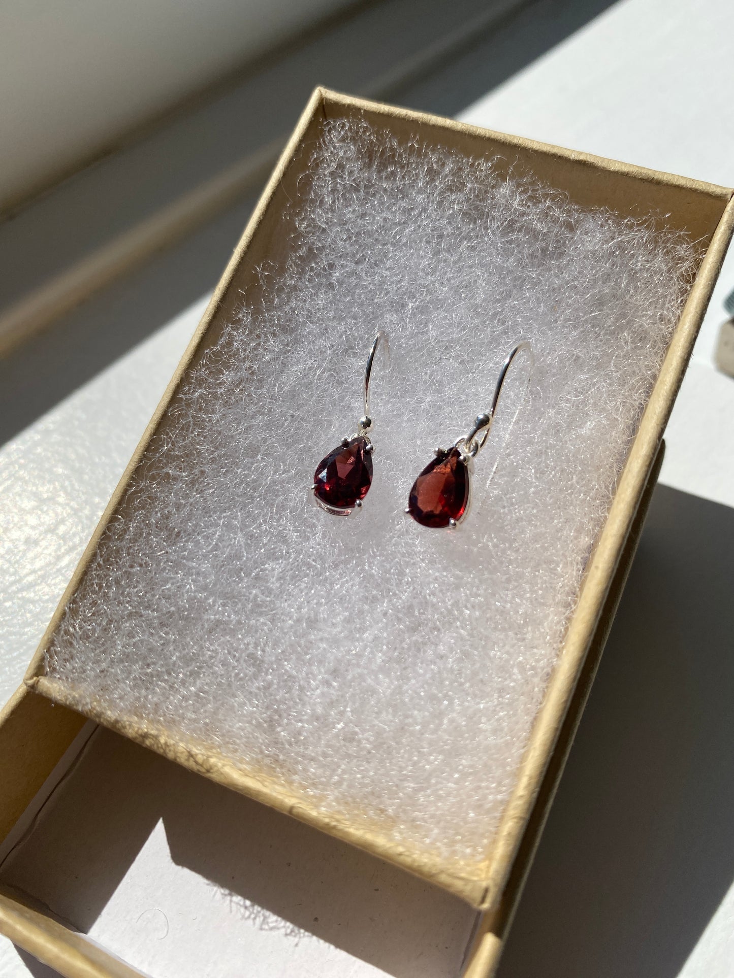 Garnet Silver Earrings
