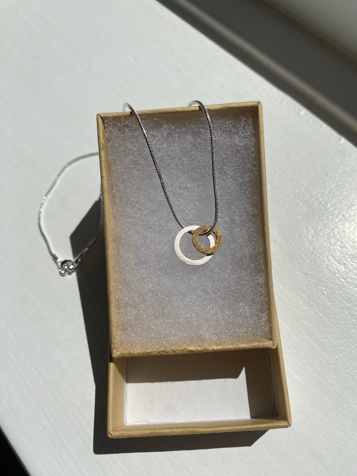 3-in-1 Silver & Gold Coloured Double Circle Pendant
