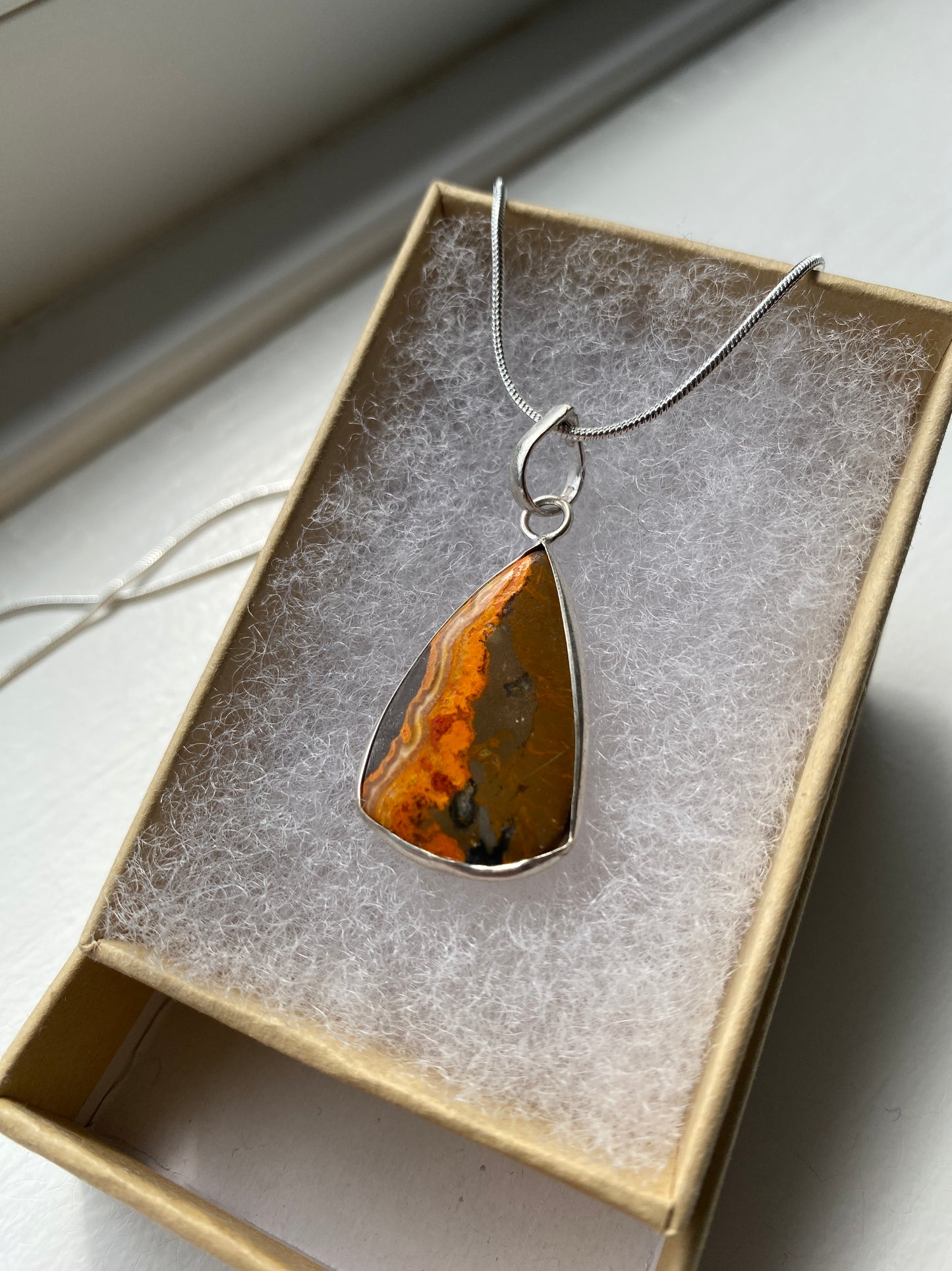 Black Banded Mookatite Jasper Teardrop Pendant