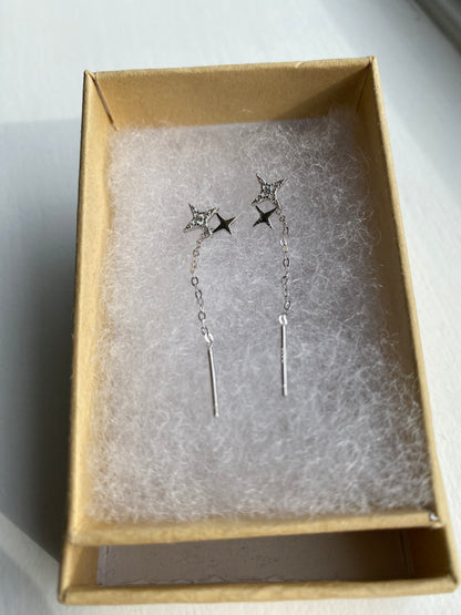 Silver Star Tassel Earrings