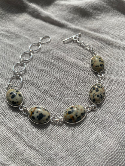 Dalmatian Jasper Oval Cabochon Bracelet