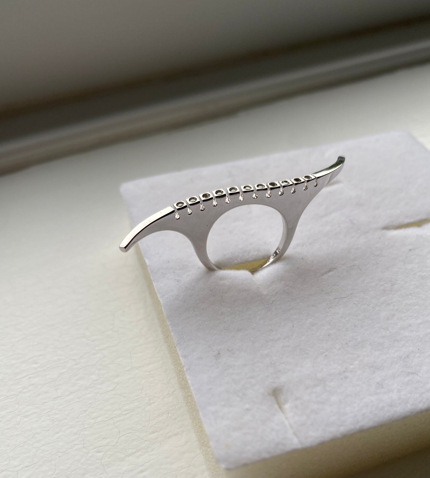 Silver CZ Studded Wave Ring