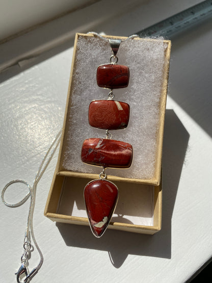 4-Stone  Red Jasper Pendant Necklace