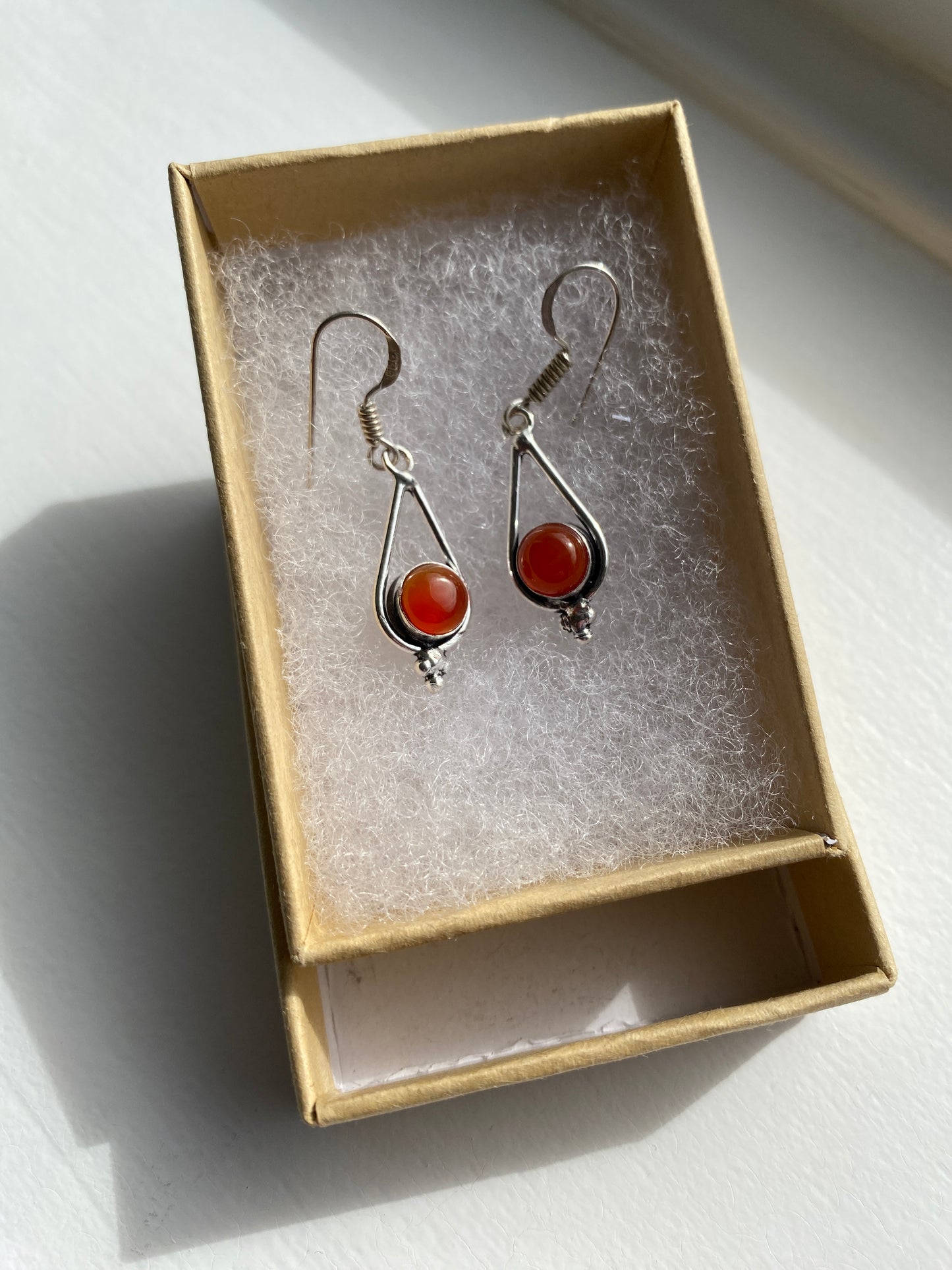 Carnelian & Silver Contemporary Earrings