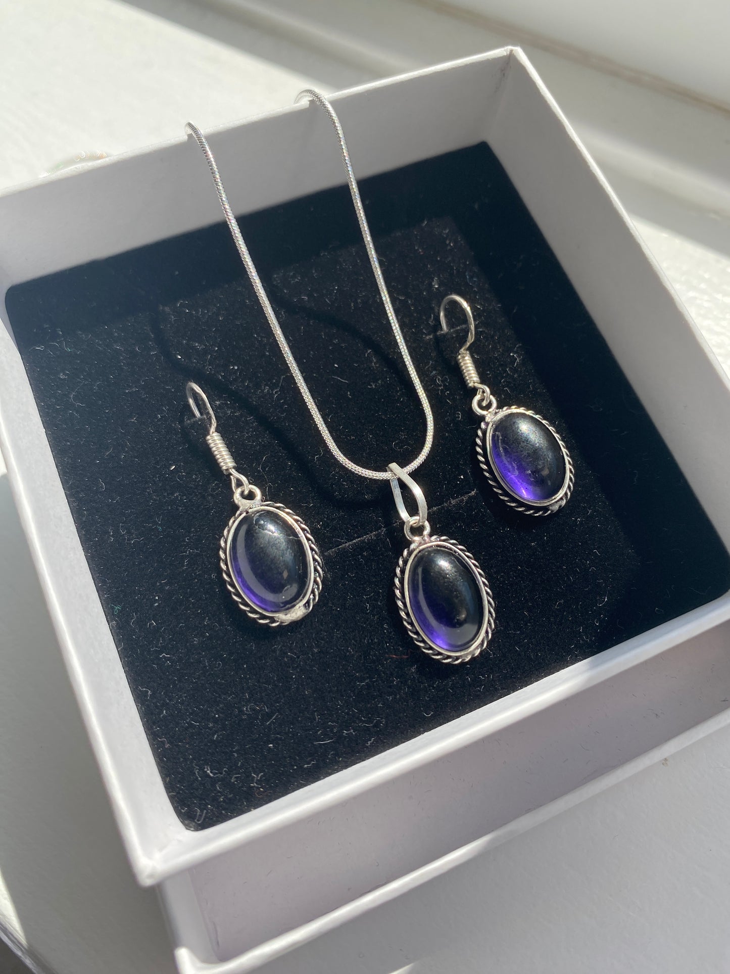 Translucent Amethyst Necklace & Earring Set