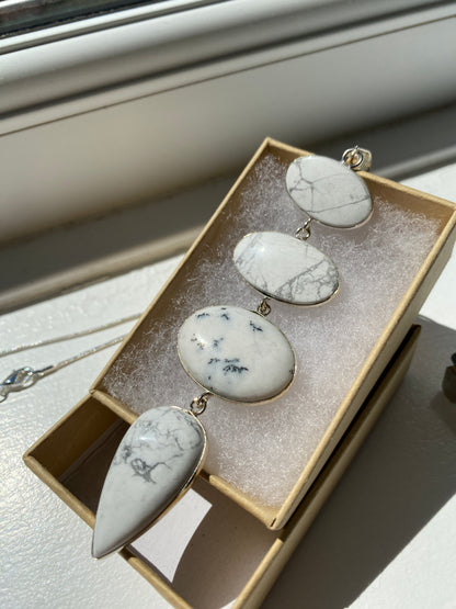 Howlite Pendant Necklace on Silver Chain