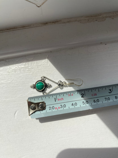 Beautifully Ornate Malachite Earrings