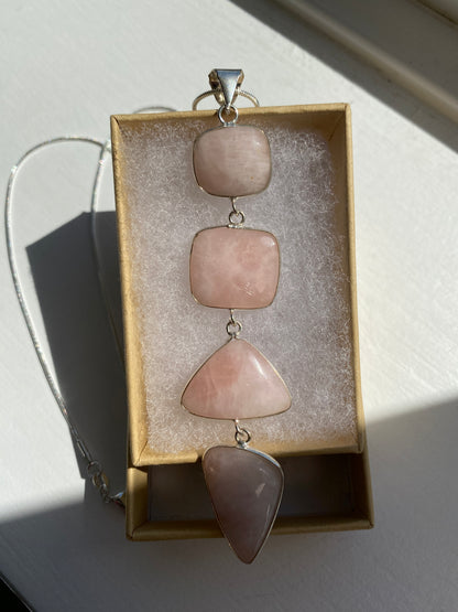 4-Stone Rose Quartz Pendant
