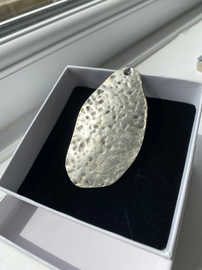 Hammered Silver Artisan Textured Pendant Necklace