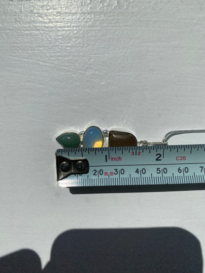 Brown Jasper, Opalite & Aventurine Pendant