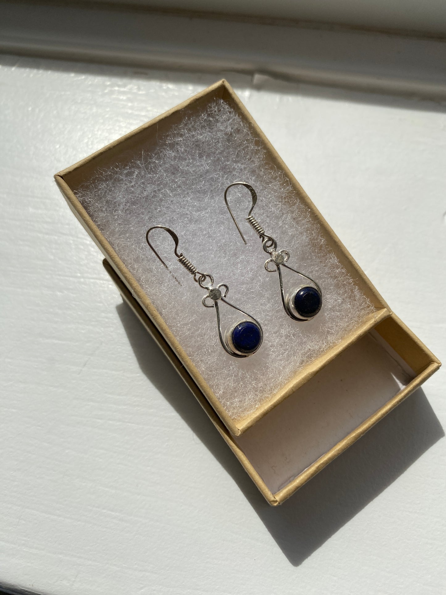 Dark Blue Lapis Lazuli Drop Earrings