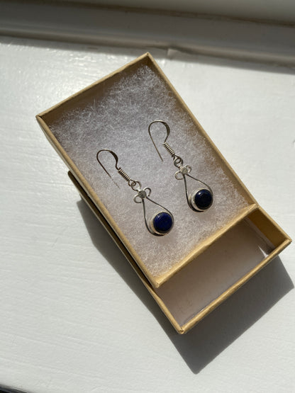 Dark Blue Lapis Lazuli Drop Earrings