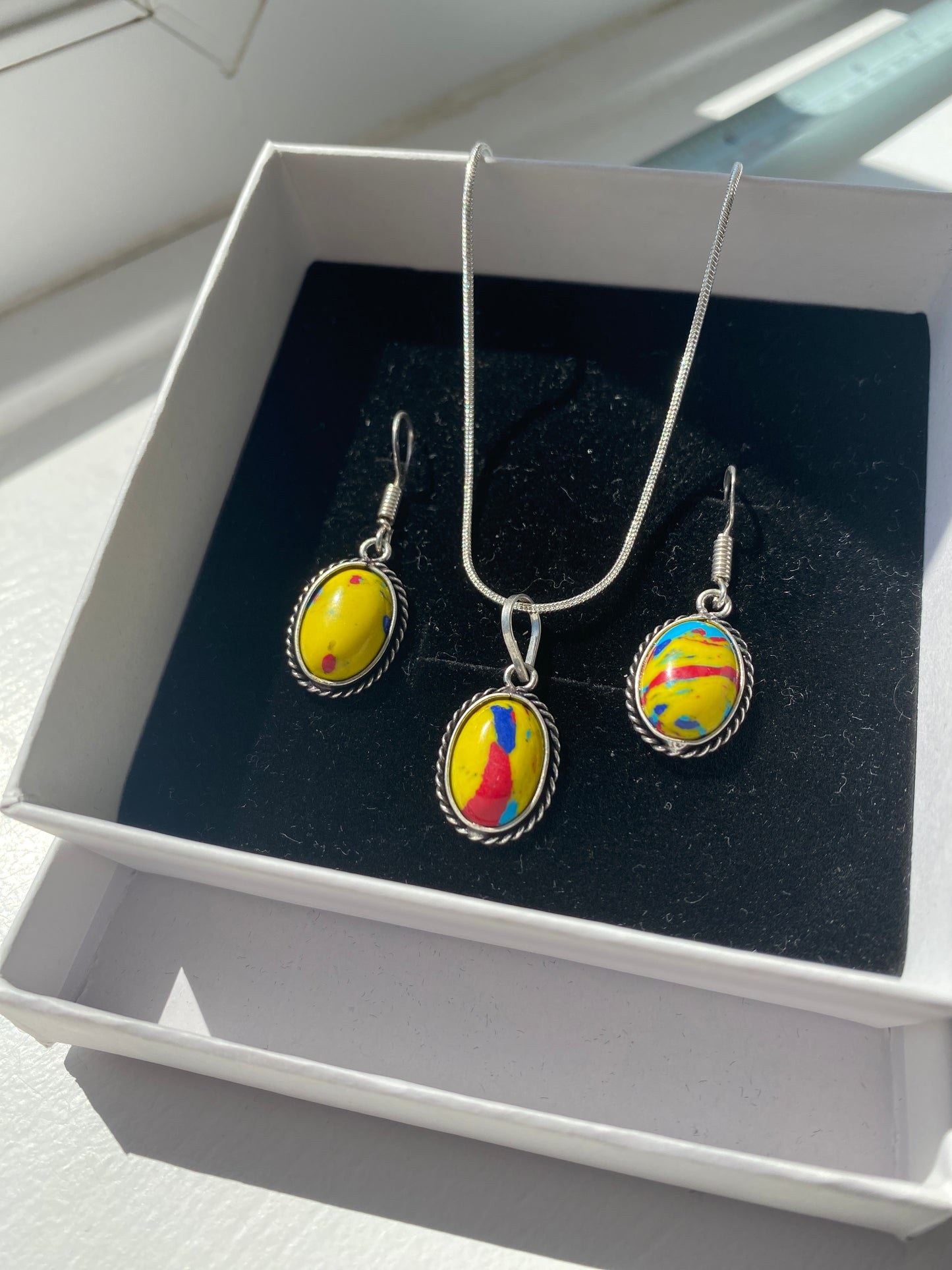 Mosaic Jasper Necklace & Earring Set