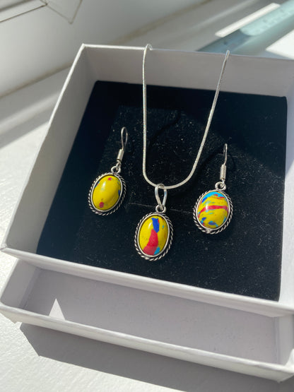 Mosaic Jasper Necklace & Earring Set