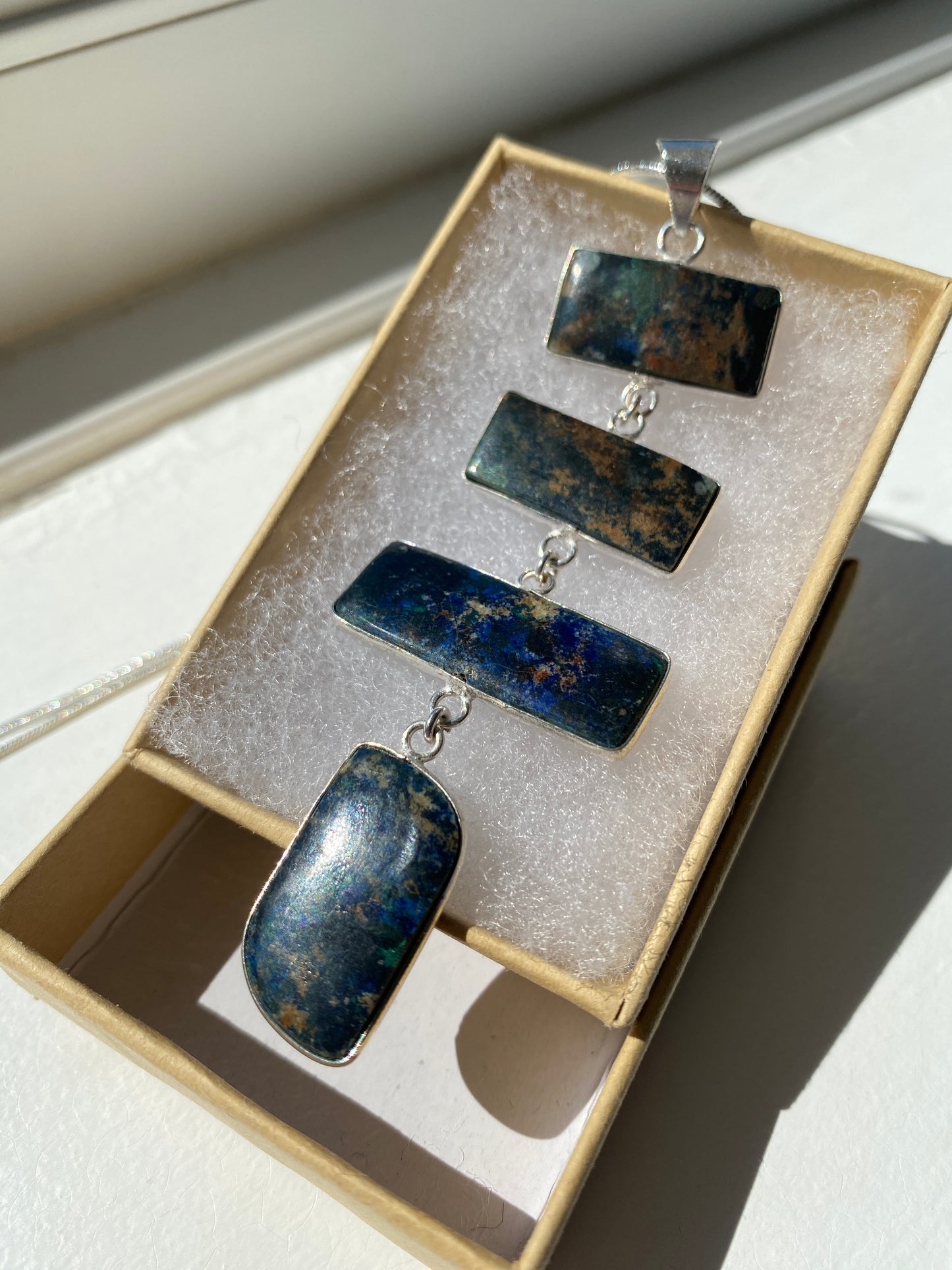 Natural Azurite- Malachite Pendant Necklace