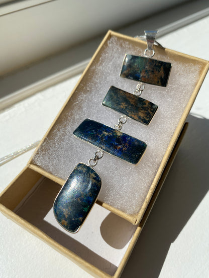 Natural Azurite- Malachite Pendant Necklace