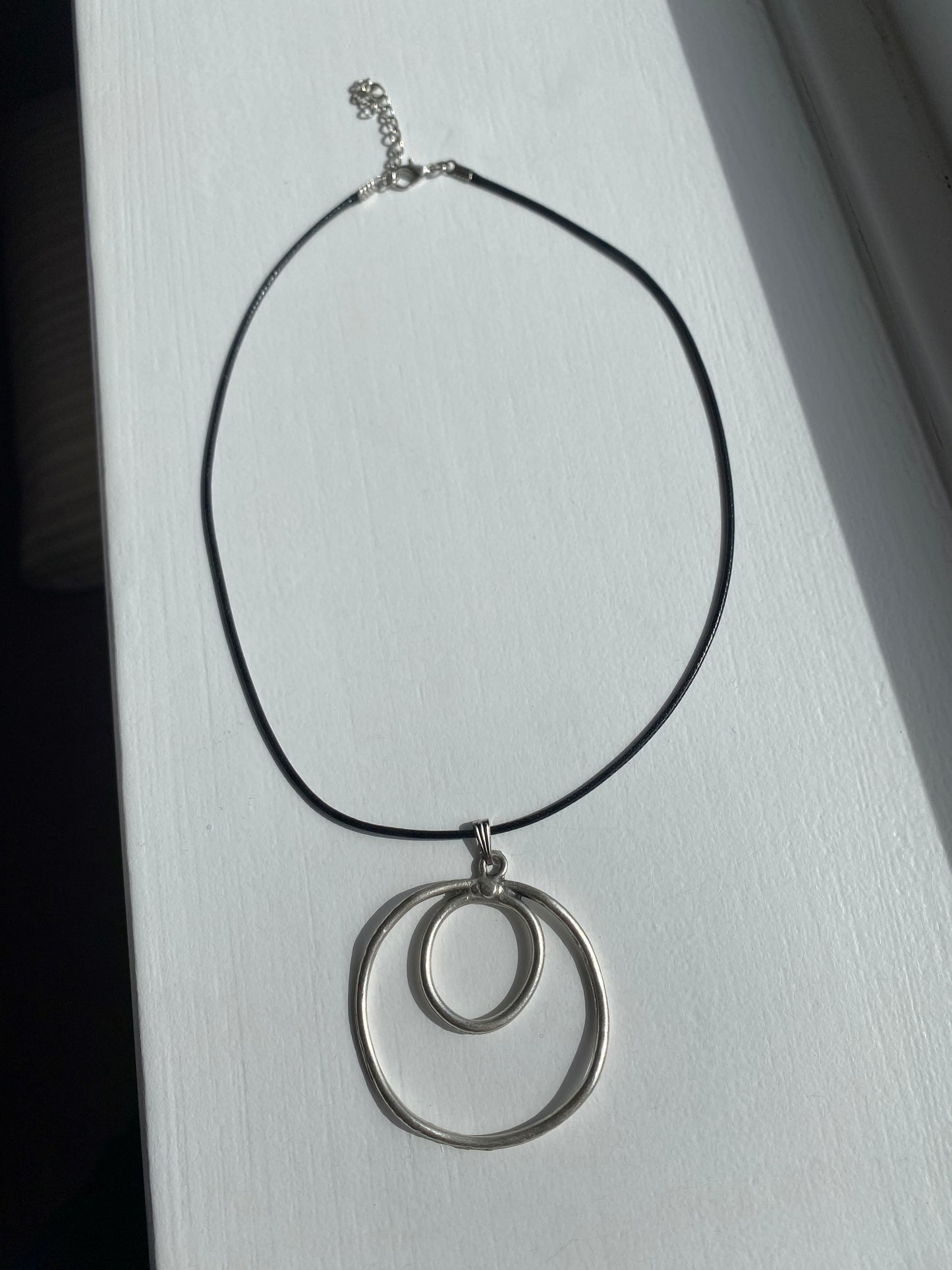Antique Silver Circles Pendant Necklace