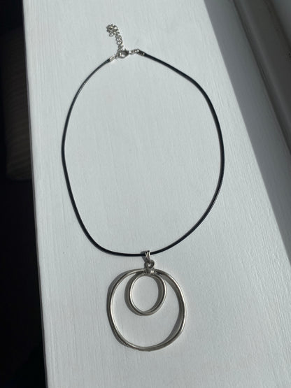 Antique Silver Circles Pendant Necklace