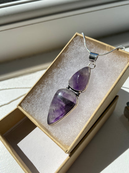 Amethyst Double‑Pendant Necklace